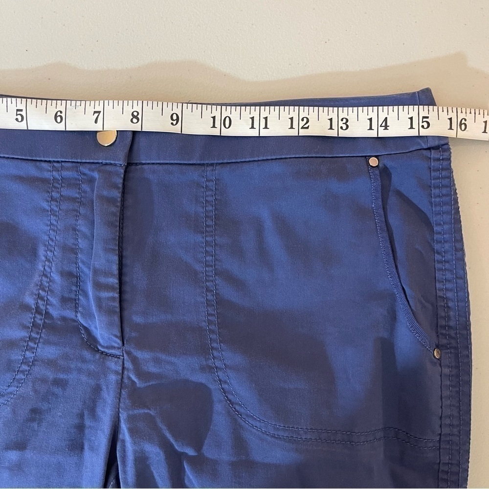 Chico’s Roll Tab Cuff Crop Cargo Pants Women Size 00 Blue Pockets - Picture 9 of 12